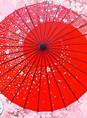 工红色油纸伞古典江手防雨用工艺南舞蹈实道001具小桐油伞装饰伞