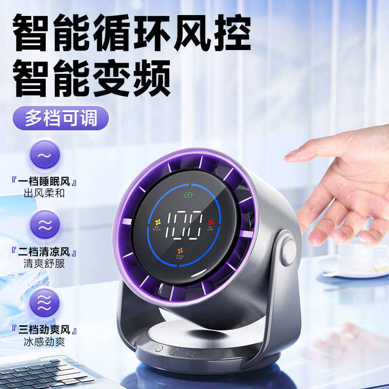 新款空气循环扇大风力静音风扇免打孔壁挂厨房宿舍办公桌面露风扇