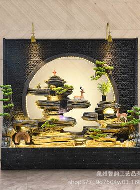 水幕墙假流水摆件循水关办公室别墅山庭玄院喷NYF泉鱼环池装饰水