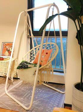 in北欧吊篮抖FEQ音网吊椅阳台流懒苏秋千室s内儿童摇篮椅红人家用