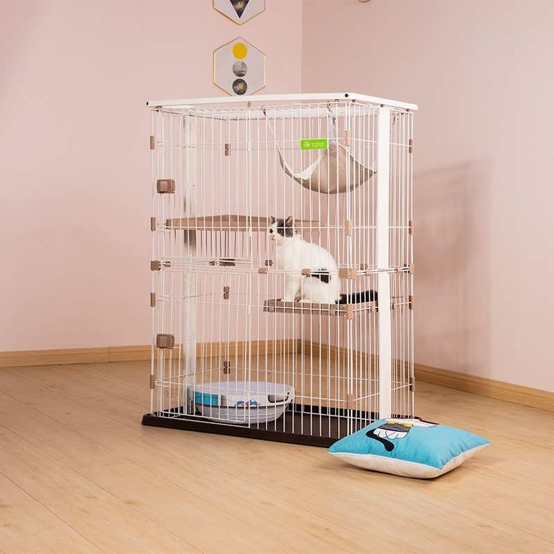 创逸实木三层猫笼子二层猫别墅小号室内猫舍木制家用猫笼厂家直供