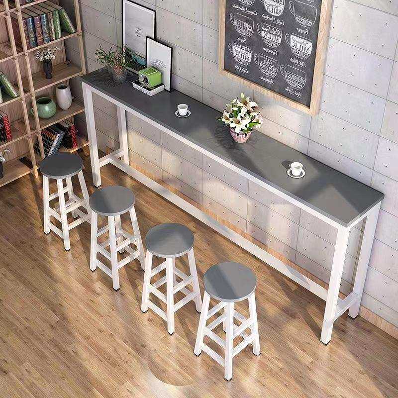 家用靠墙吧台桌高脚桌奶茶店桌椅组合长条桌咖啡桌客厅酒吧台
