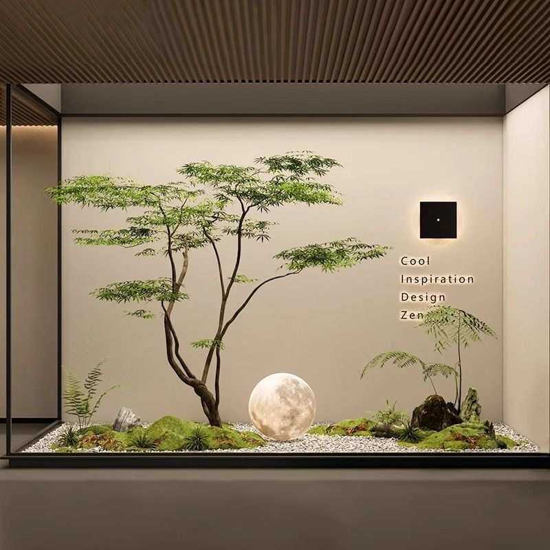 景观橱窗南天竹仿真槭造简约绿软鸡爪假树摆件大型装饰树植物室内