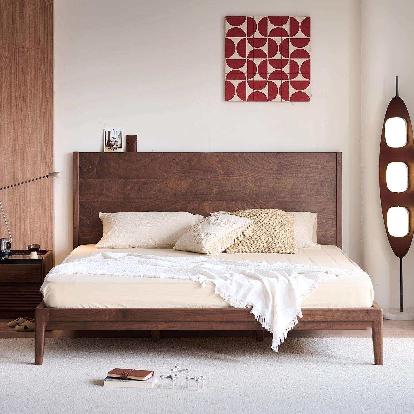 实木床全实木原木1.5米双人床卧室家具北欧原木床头北美黑胡桃木