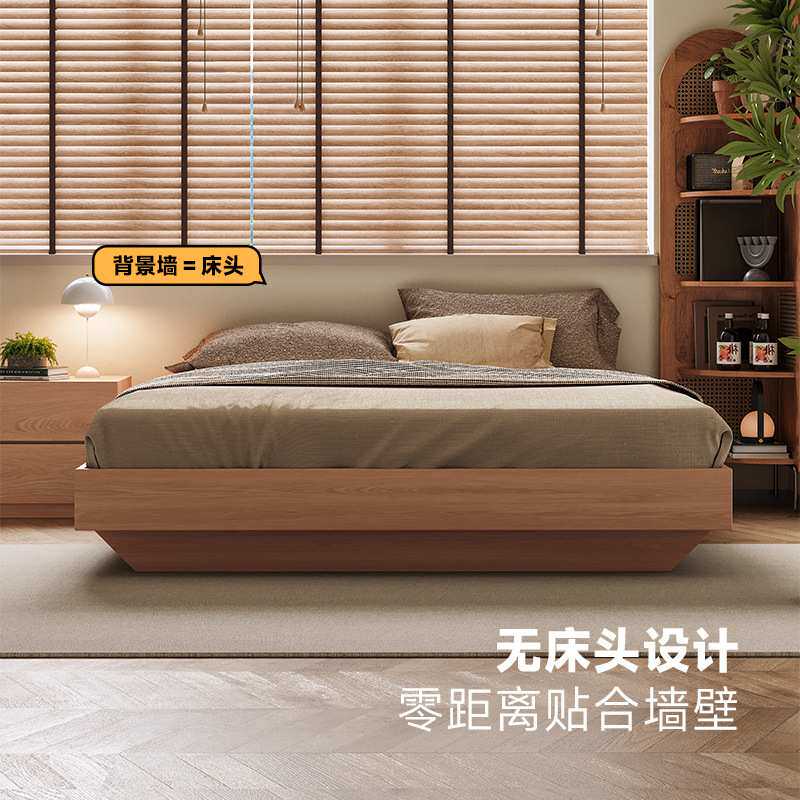实木高箱床无床头床现代简约小户型箱体床储物收纳双人床地台床