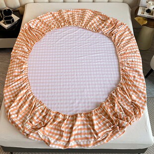 加厚纯棉磨毛床笠定制q任意尺寸格子条纹纯色床罩床单防滑秋冬新