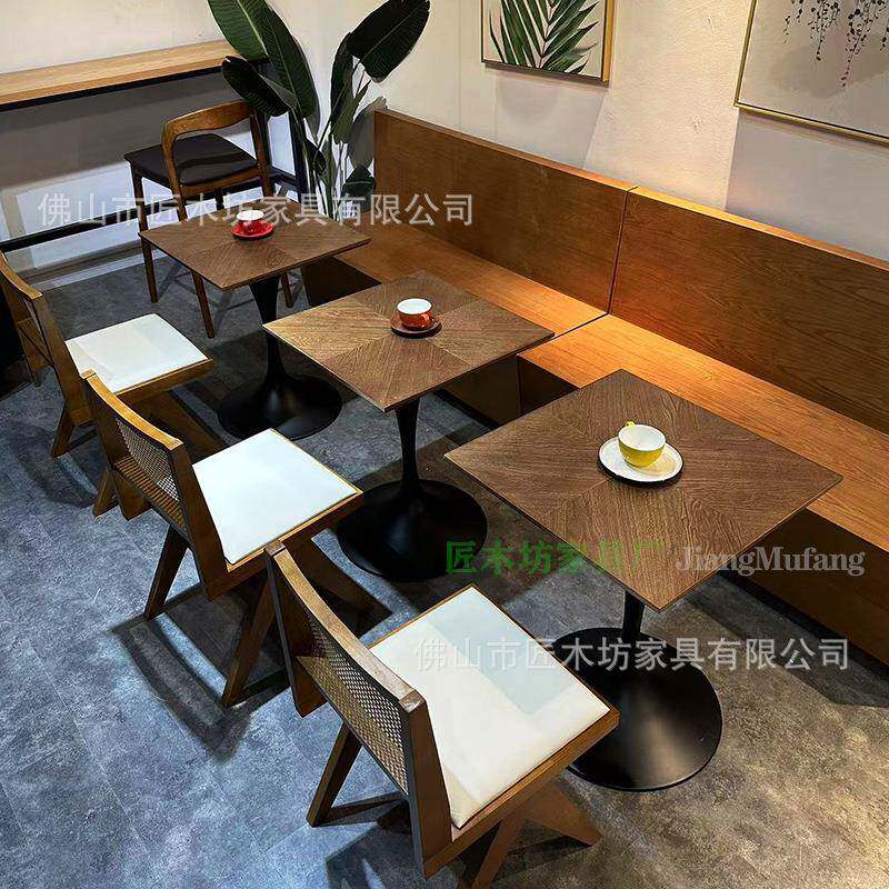 式复古咖啡餐厅桌椅组合烘焙店49785中西餐酒吧桌茶楼美餐厅卡座