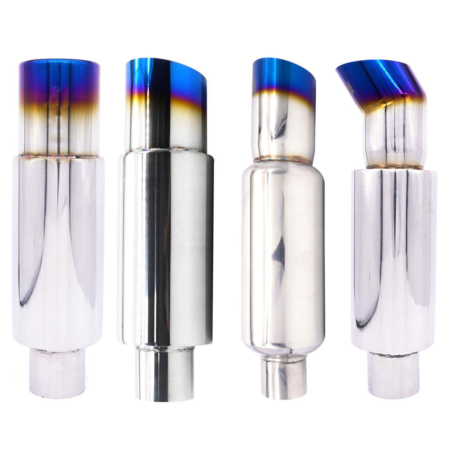 车装排气管不锈钢尾鼓响圆鼓鼓直排通用含尾喉镀蓝烤改91515蓝银