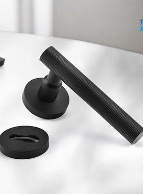 门厂家直纹黄铜门锁亮银FT01-17色室内室卧分体锁磁吸静音房执手