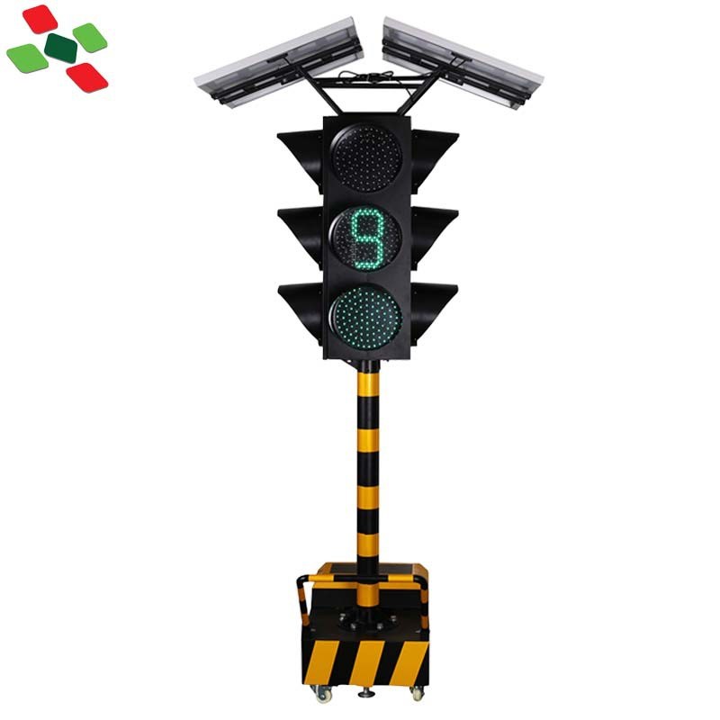 太阳能移动信号灯防追尾红黄绿交通十字路四面三灯指示灯