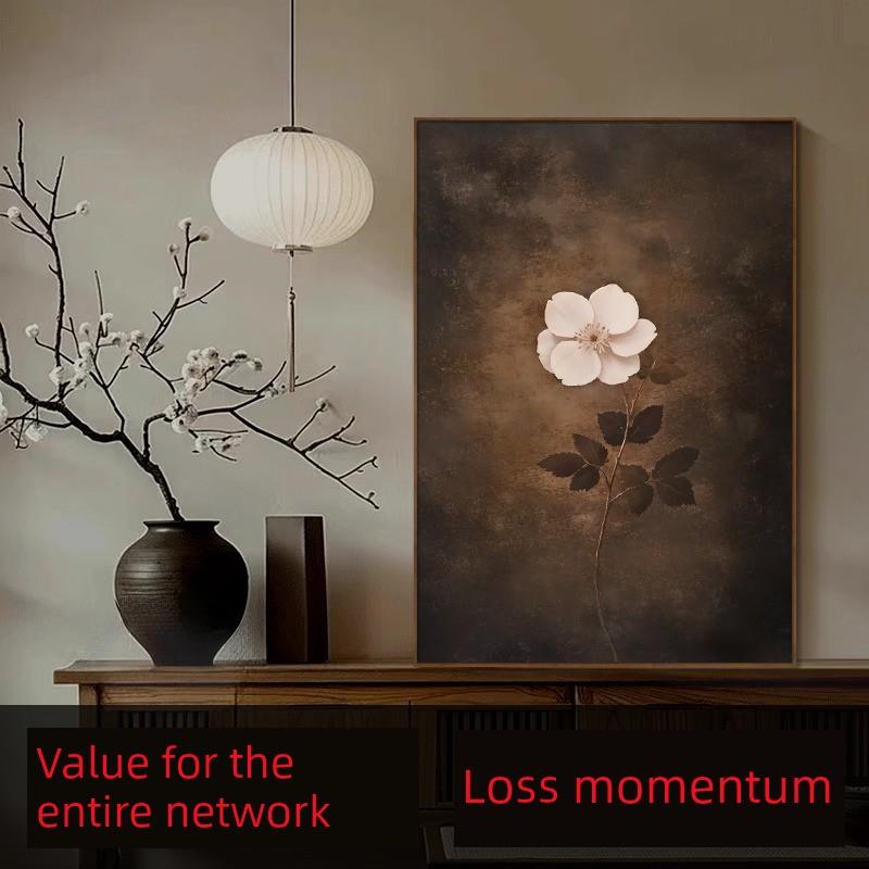 侘寂中世纪风格客厅入口装饰画宋代美学卧室书房茶室背景墙挂画高