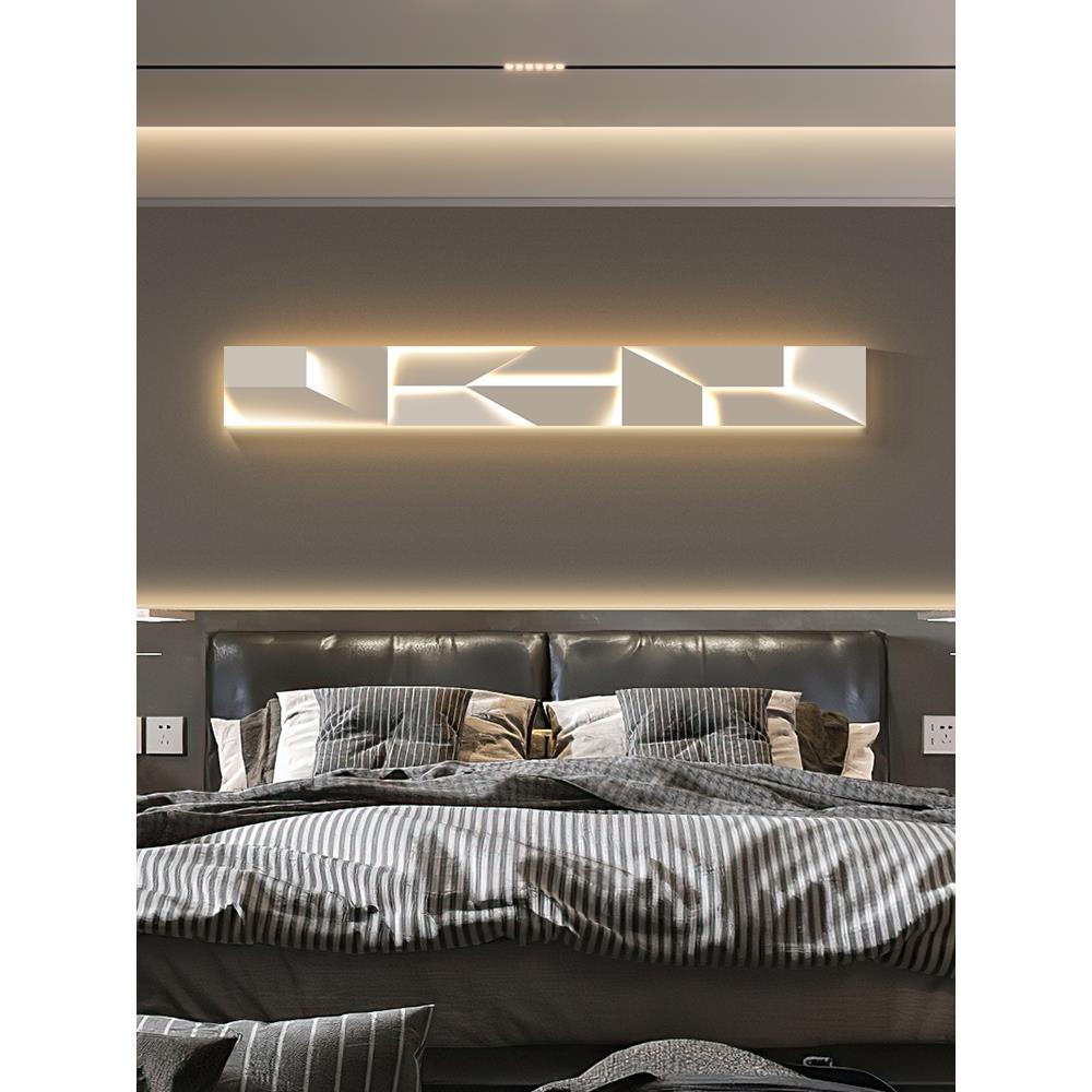 现代简约卧室床头装饰画LED灯画横幅长条客厅沙发壁画温馨氛围画