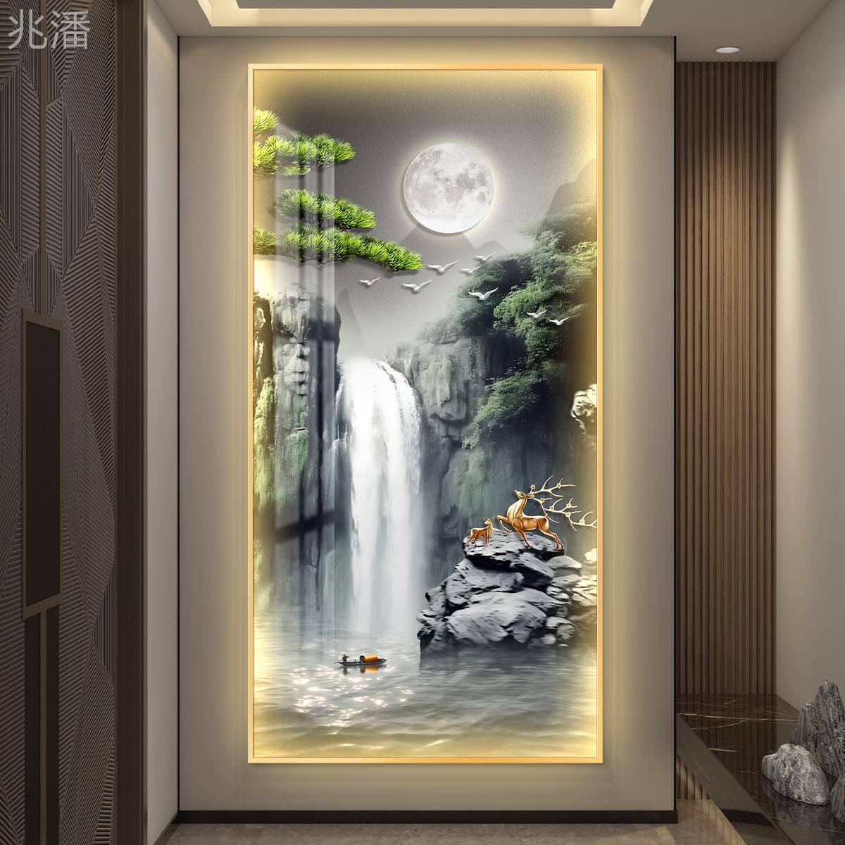 led带灯流水生财入户玄关装饰画 画走廊过道挂画 画壁画 画简约现