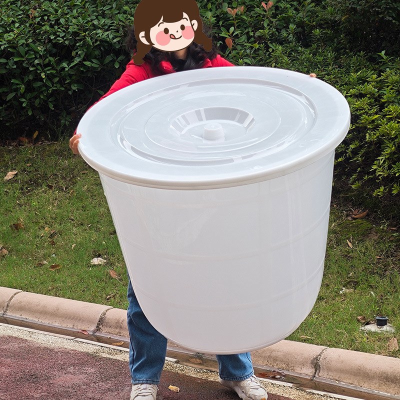 水缸家用加厚塑料大容量带盖储水养鱼特大号圆形大水桶发酵大白桶