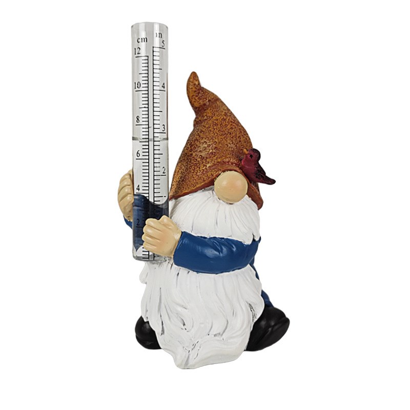 跨境树脂小矮人测雨器户外庭院量雨试管无脸精灵装饰品花园小摆件