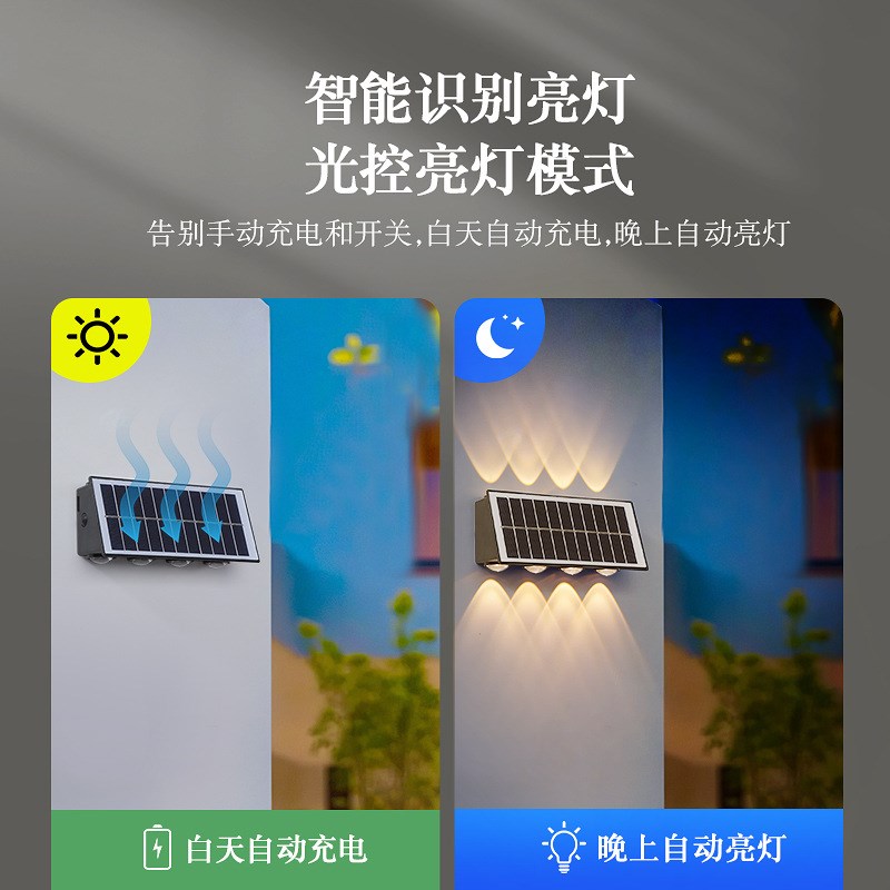 太阳能户外壁灯别墅阳台景观装饰庭院灯花园灯室外防水洗墙灯