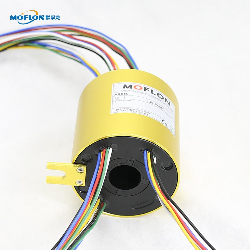 深圳厂家中空孔径24/48路数标准过孔导电滑环一体式纤维刷电滑