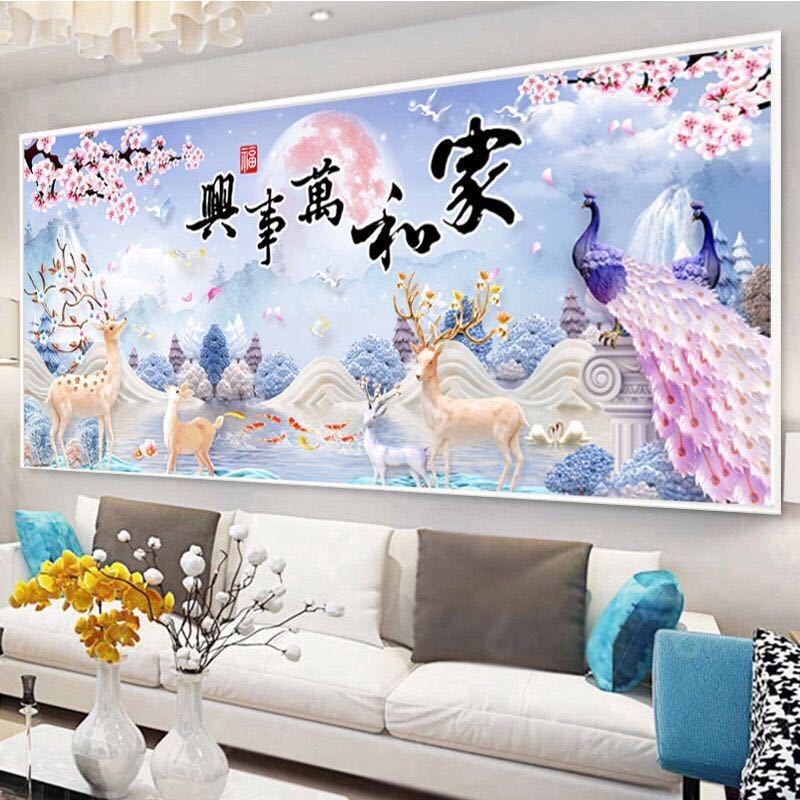 2020新款十字绣钻石画家和万事兴孔雀麋鹿满钻简约客厅贴钻钻石绣