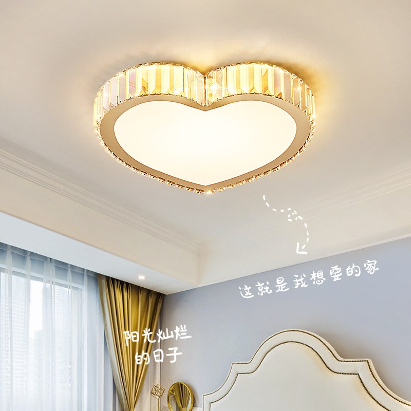 轻奢卧室吸顶灯简约大气圆形儿童房K9水晶灯阳台玄关入户中山灯具