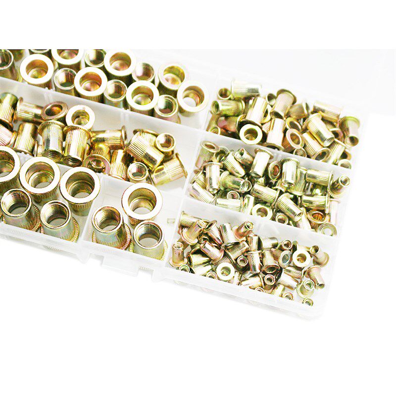 铆螺母套装 175个盒装镀锌彩拉铆 m3/4/5/6/8/10平头柱纹拉帽螺母