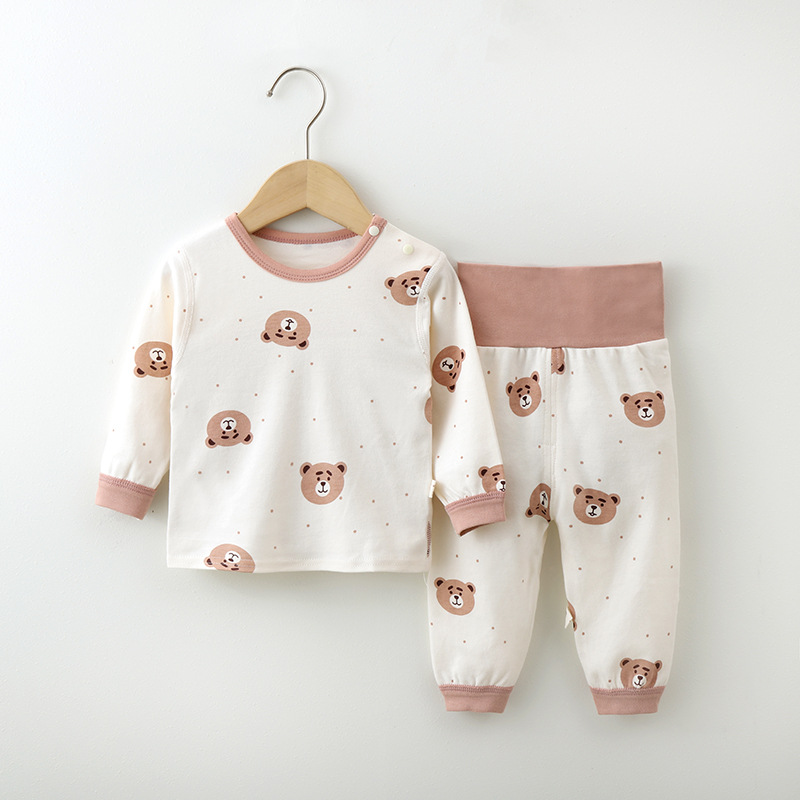 婴儿秋衣秋裤套装宝宝内衣纯棉春秋东高腰护肚衣服婴幼儿打底衣服