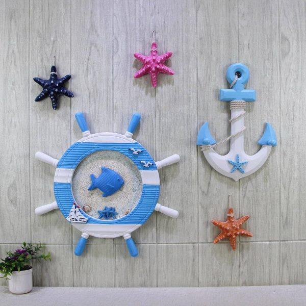 地中海风格船舵装饰画挂件海洋风舵手墙面壁饰儿童房餐厅挂饰挂画