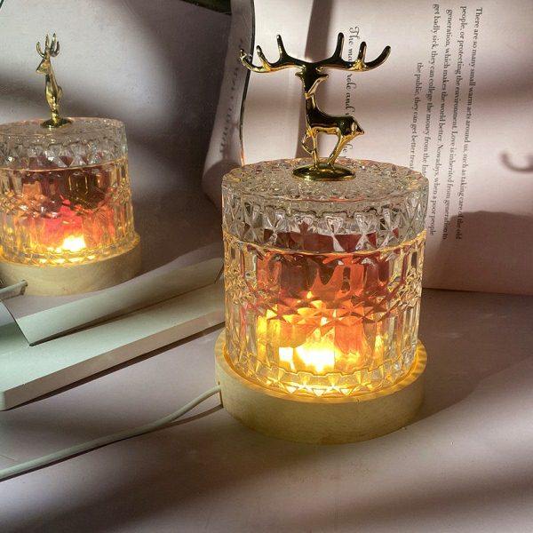 金色麋鹿玻璃杯 香薰晶石精油 家用小清新生日小夜灯香氛欧式摆件