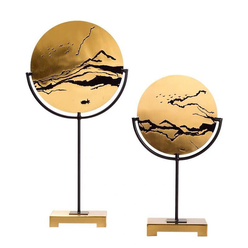 新中式铁艺玄关摆件客厅家居创意电视柜软装饰品工艺品样板房摆设