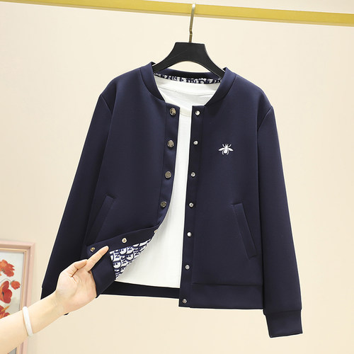 春秋单排扣刺绣立领棒球服外套女