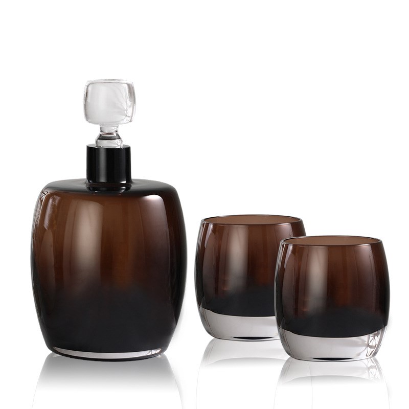 【现货】酒具套装威士忌红棕色酒樽样板间酒柜复古烈酒杯摆件