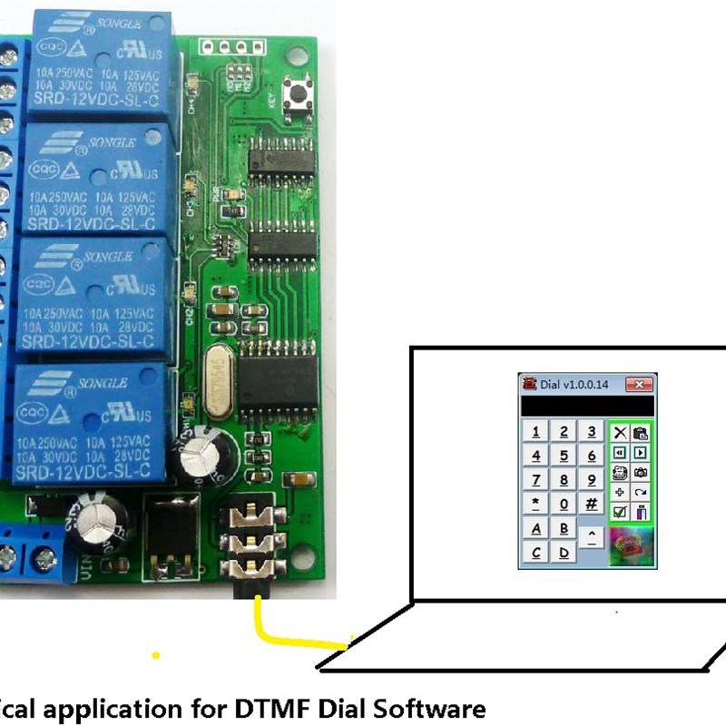 AD22B04 新款4通道DTMF音频解码继电器 控制指令可以修改遥控模块