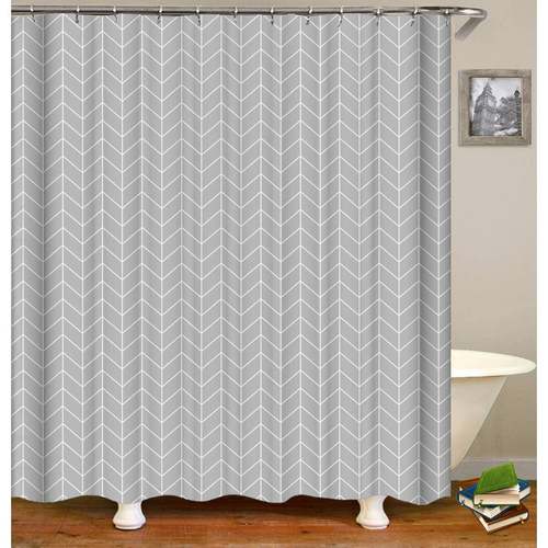 灰色几何简约浴帘防水-c型塑料挂钩150-160克【每平方】 来图尺寸