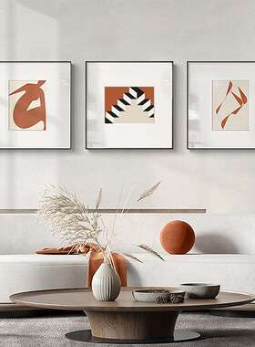巧塑 现代简约客厅装饰画三联餐厅挂画橙色人物壁画抽象静物画