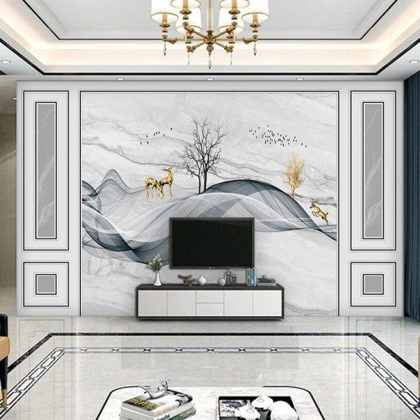 新款现代五宫格自带边框8d电视背景墙壁纸客厅墙布影视简约壁画,家装主材,无纺布墙纸,淘宝优惠券,粉丝福利购,淘宝优惠卷
