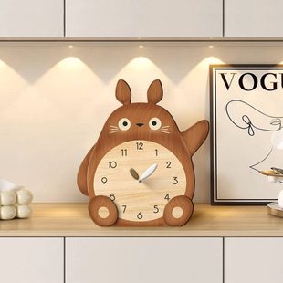 奶油风龙猫桌面时钟摆台式客厅钟表摆件玄关台钟卡通创意静音座钟