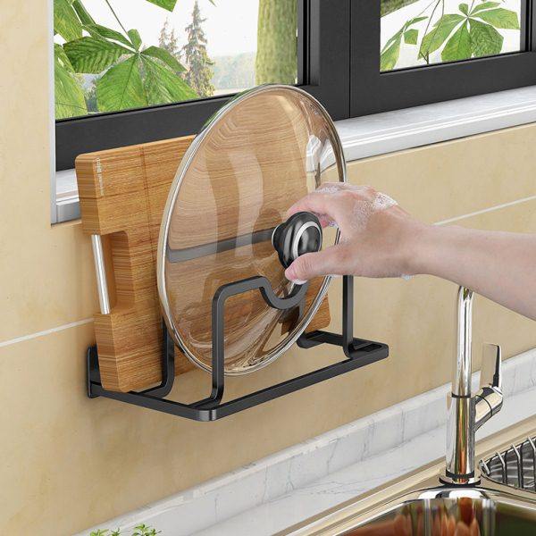 厨房砧板架壁挂支架菜板放置架案板架粘板架子锅盖架免打孔收纳架