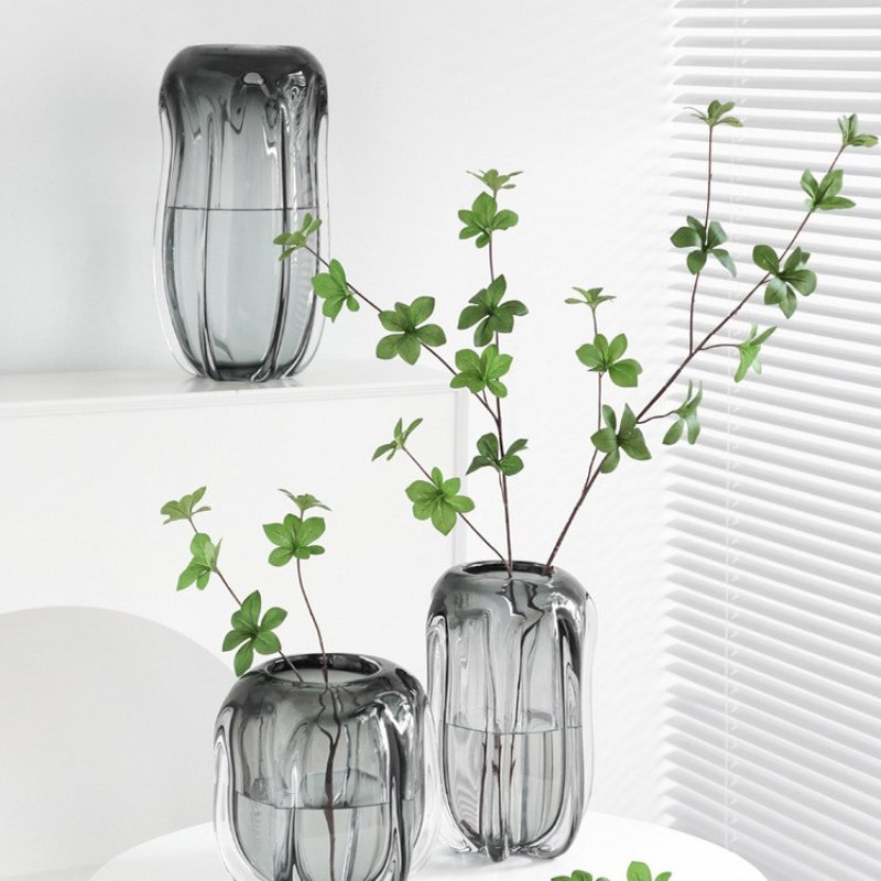 琉璃花瓶创意简约现代轻奢样板房客厅餐桌插干花玻璃软装饰品摆件
