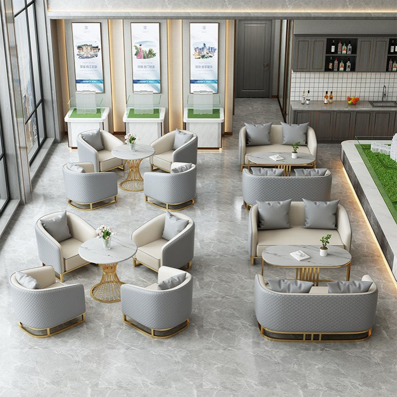 轻奢酒店大堂洽谈桌椅组合售楼处沙发商务会客接待休息区一桌四椅
