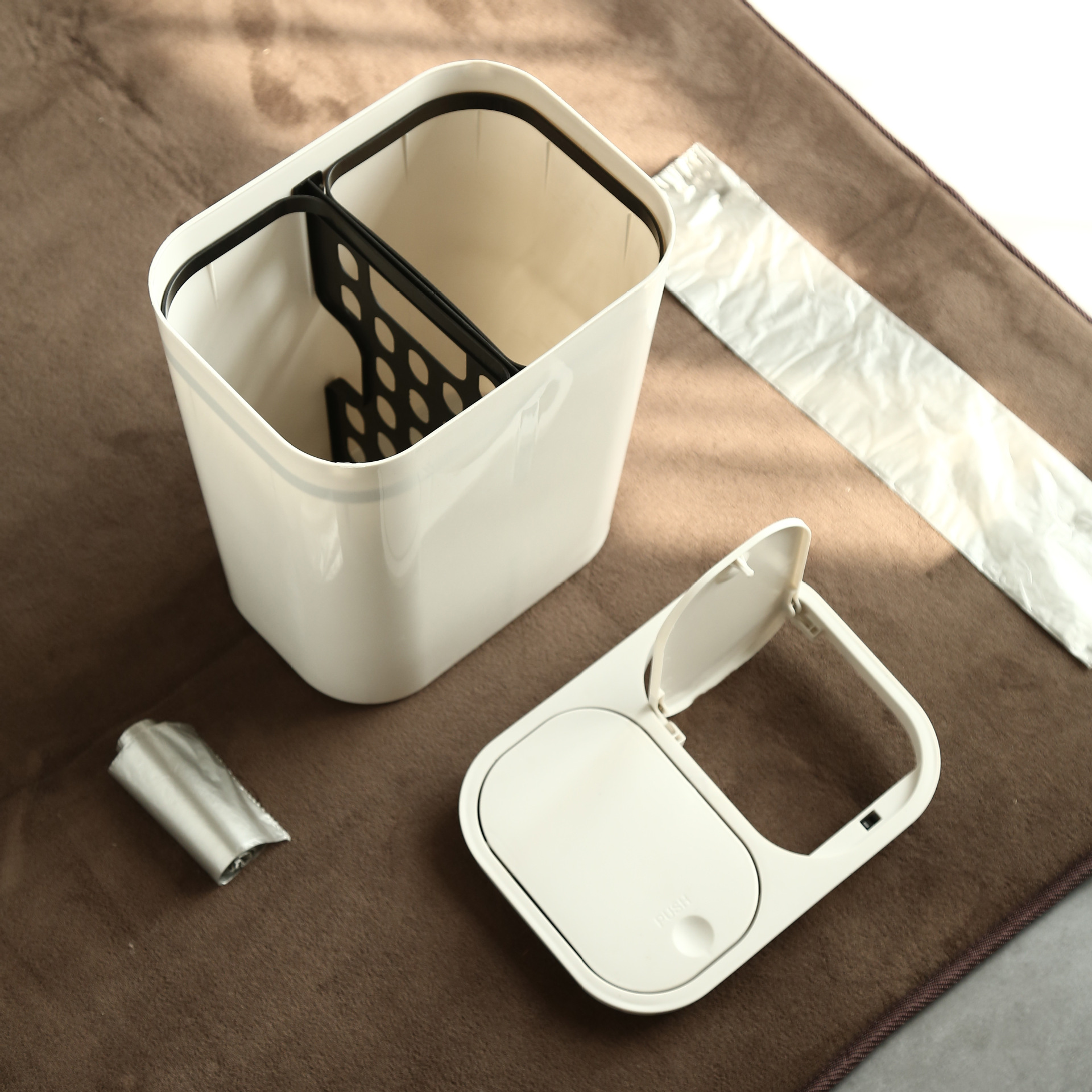 分类垃圾桶 家用带盖双桶客厅厨房分类按压式干湿分离拉圾筒