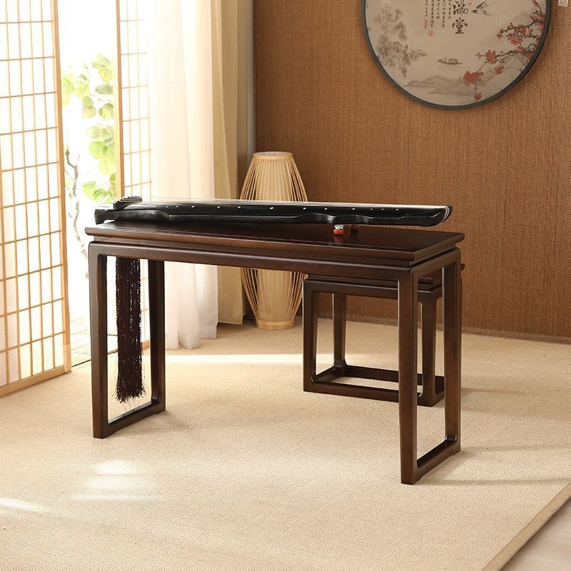 新中式榆木实木古琴桌凳共鸣琴桌琴凳简约古筝国学桌书法桌子