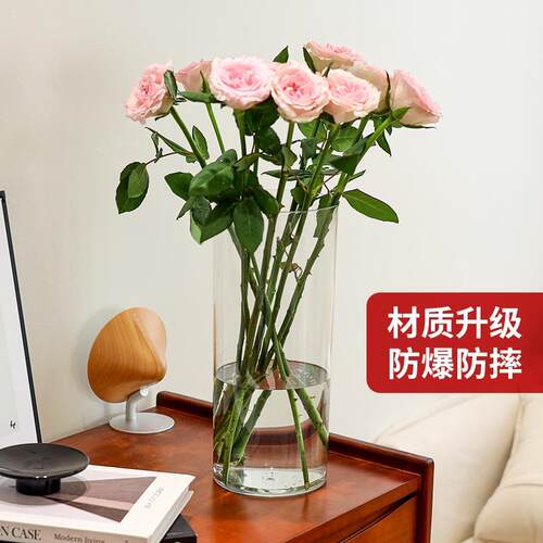 次日达透明直筒花瓶防摔压花克力直桶醒塑料插床瓶花桶资材头客厅