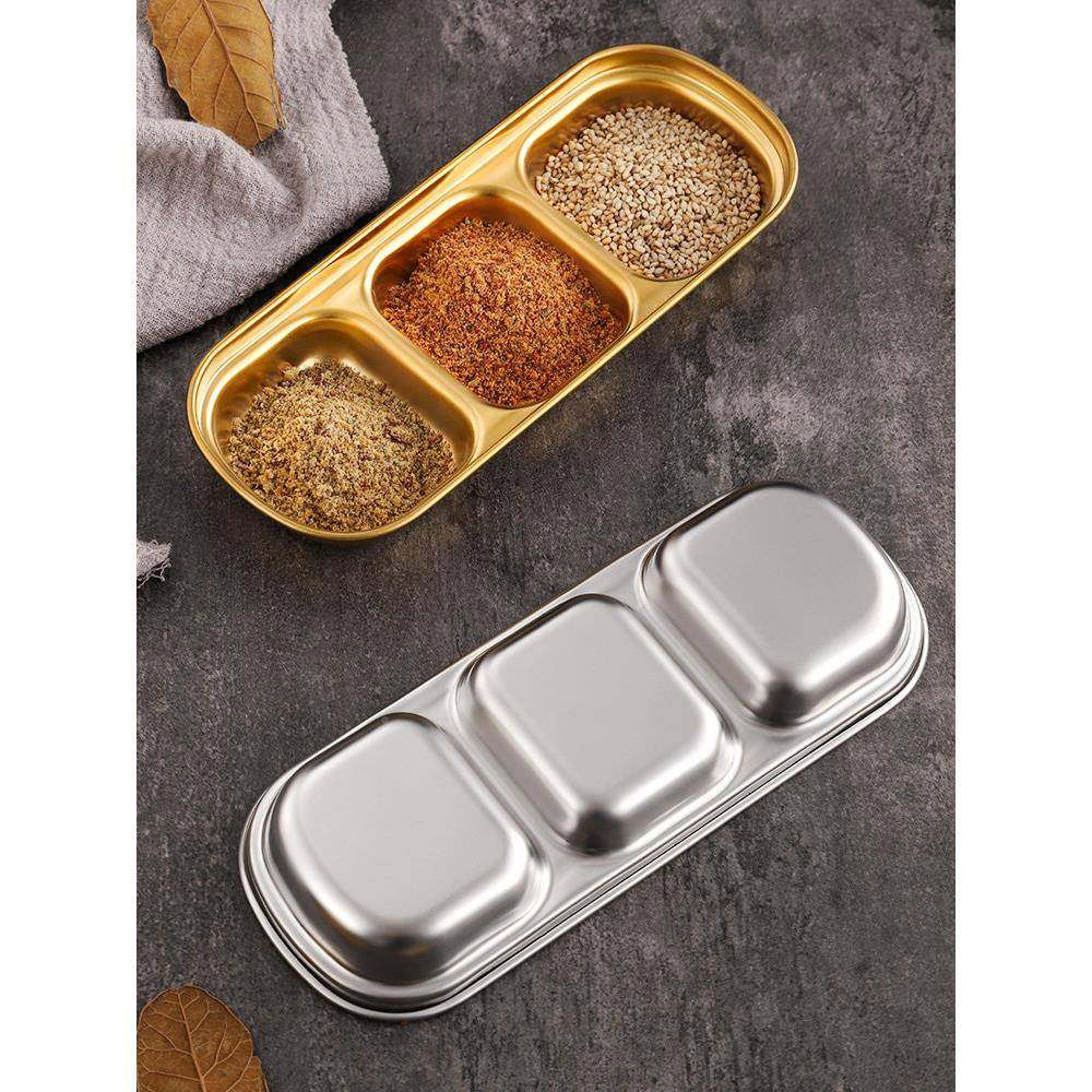 304不料锈调料碟商用韩式烤肉店料碟酱碟子蘸两格钢IFD三格味碟小,餐饮具,碟,淘宝优惠券,粉丝福利购,淘宝优惠卷