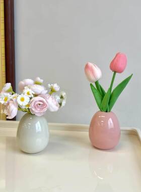 i风ns奶油桌陶瓷小摆花瓶面房间改造小物件温馨524彷真花件办公装