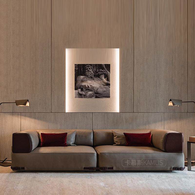 全真皮沙发客厅高端大气上档次横厅不靠墙意式轻奢奢华高级感别墅