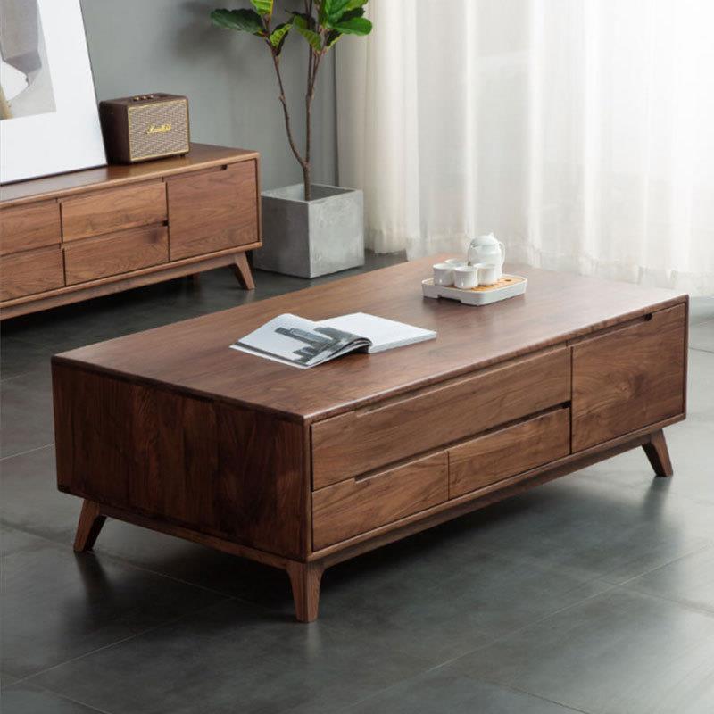 北美黑胡桃木茶几北欧全实木茶桌小户型客厅现代简约式电视柜边几