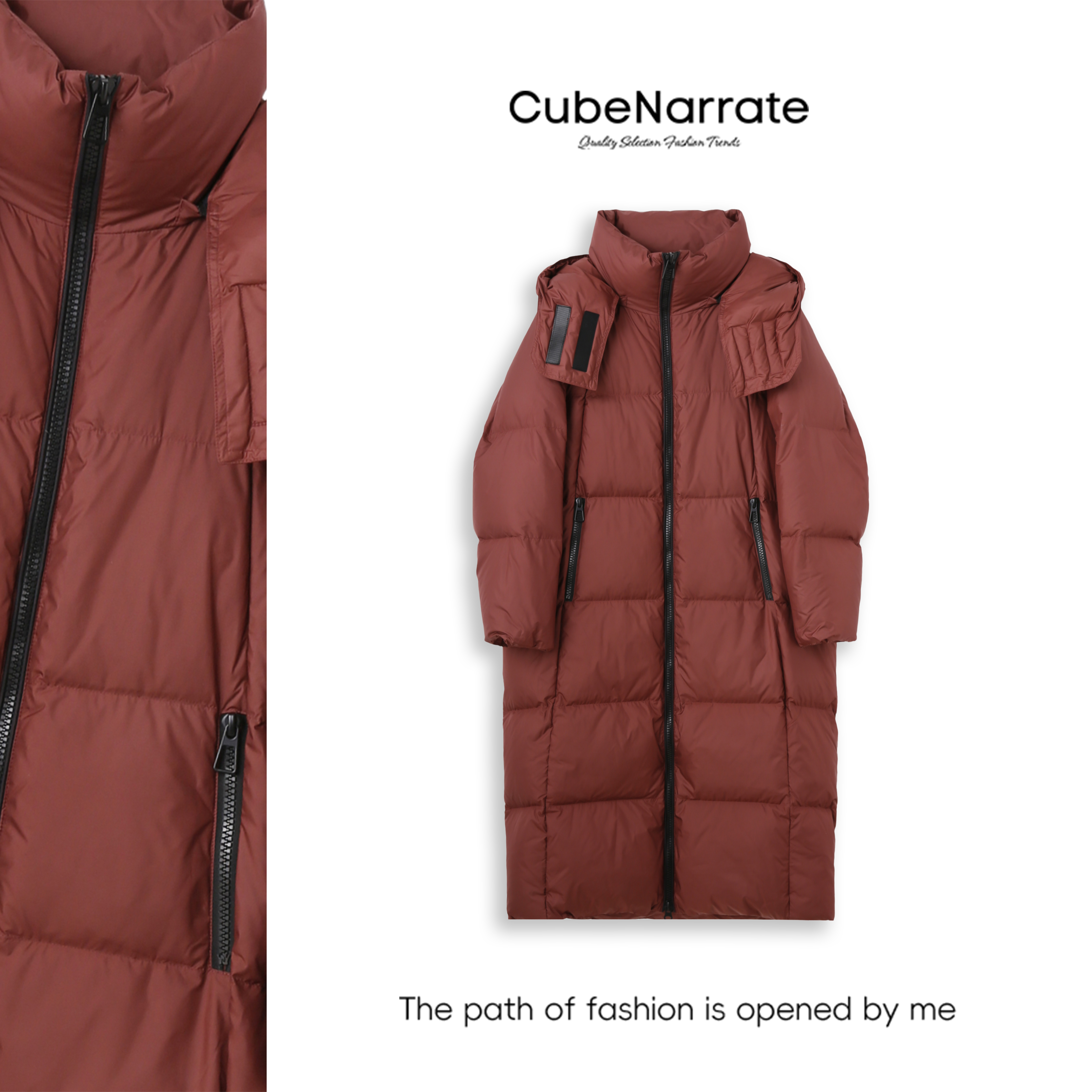 枋叙【慢调巴黎】 连帽百搭中长款外套CN1202L088