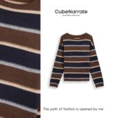 枋叙 着迷 百搭套头条纹针织毛衣CN121W006