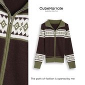 枋叙 漫漫温柔 复古撞色百搭针织上衣CN115D047