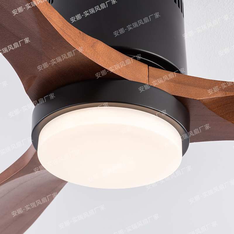 跨镜智能风扇灯原木风全光谱护眼中古复古卧室客厅静音吊扇灯跨境