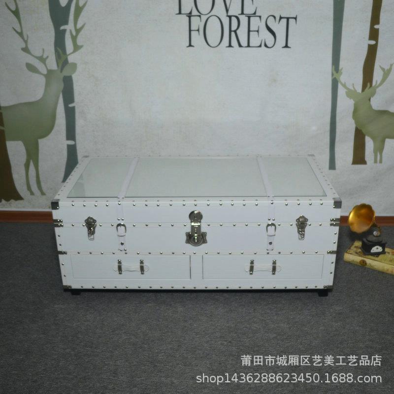 简约现代茶几电视柜组合美式复古乡村客厅小型做旧田园地柜储物柜